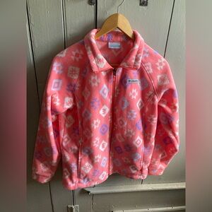 Columbia Benton Springs Fleece Jacket Youth Girls XL Pink Full Zip Geometric